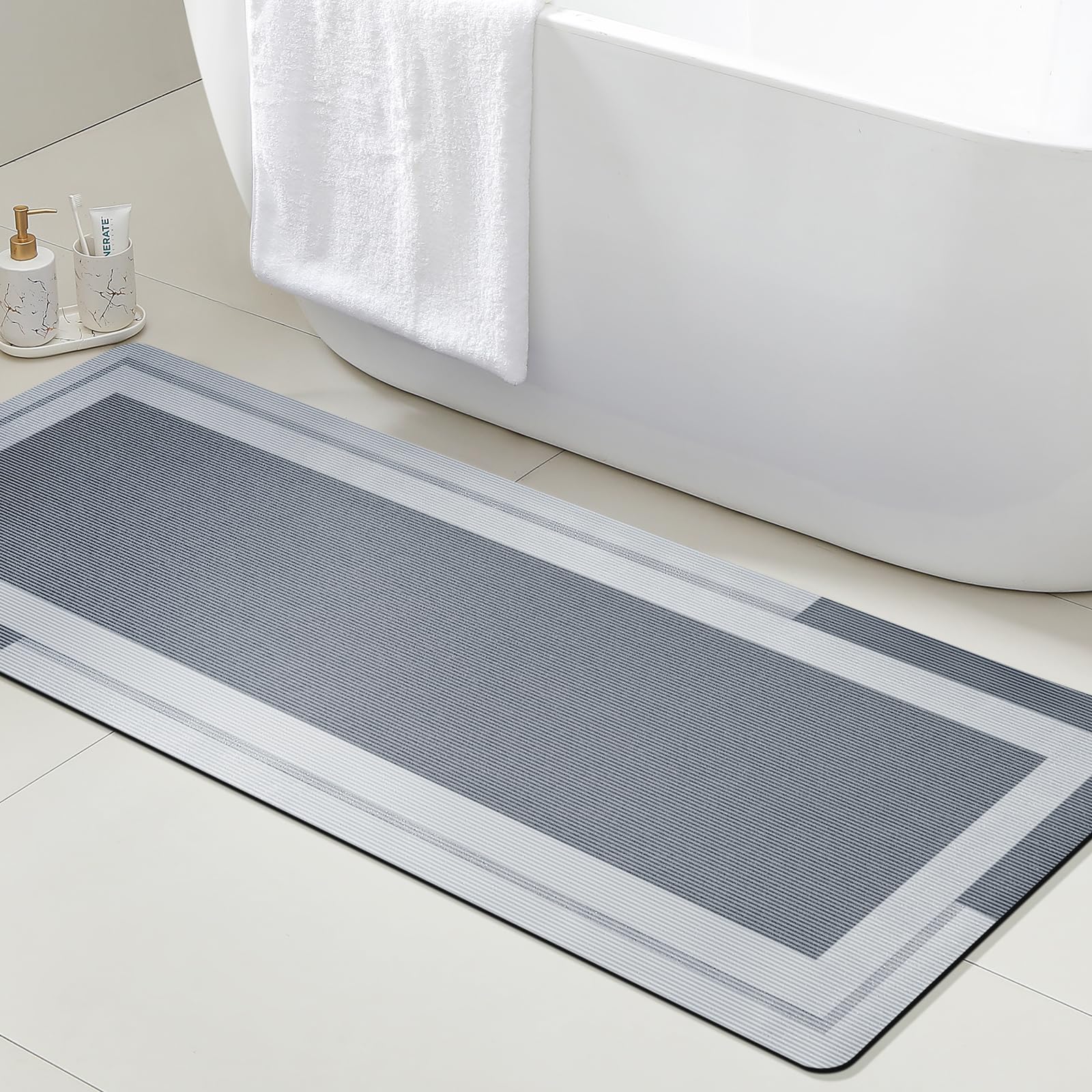 Quick Dry Diatomite Bath Mat - VIKAMA-alfombrilla para baño con respaldo de