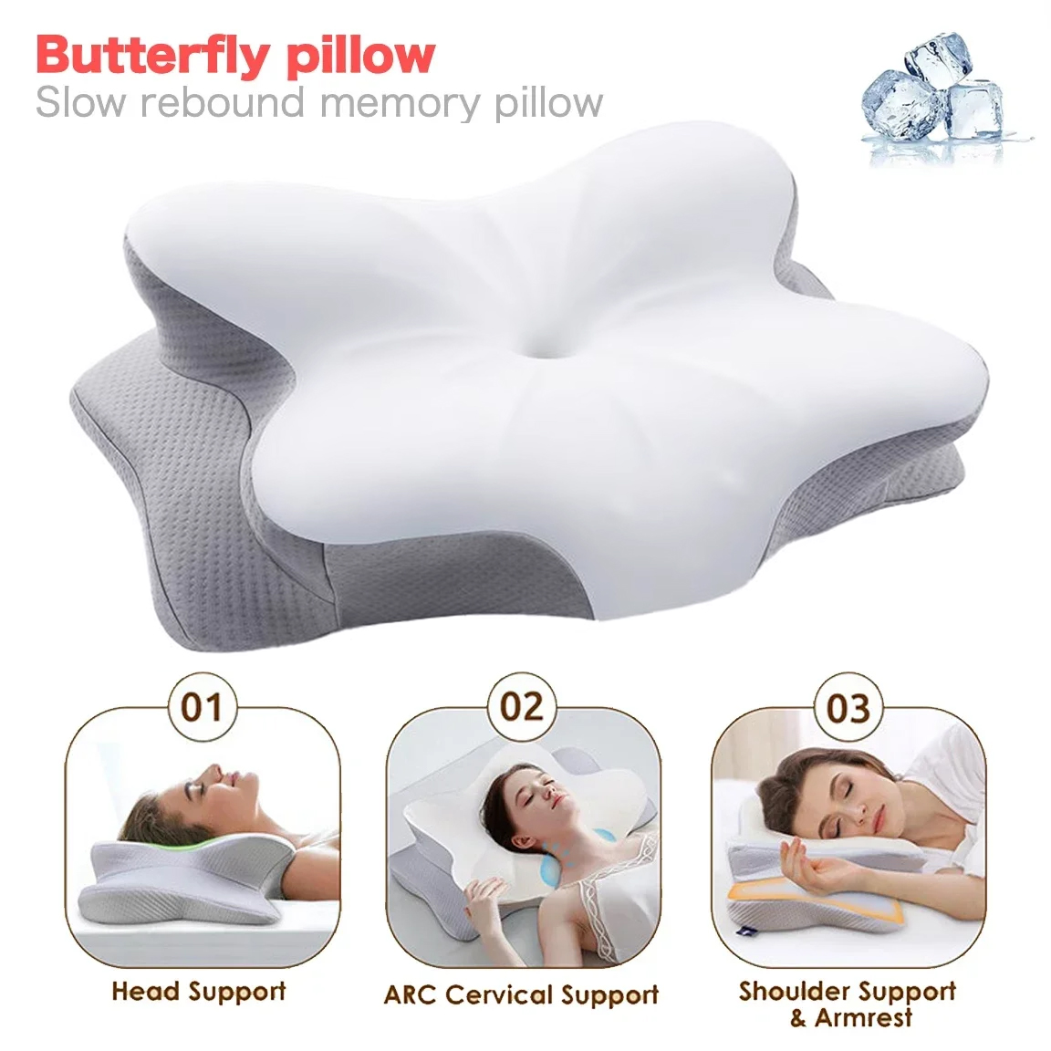 Memory Foam Orthopedic Pillow Neck Pain - Almohada ortopédica ergonómica de espuma viscoelástica,