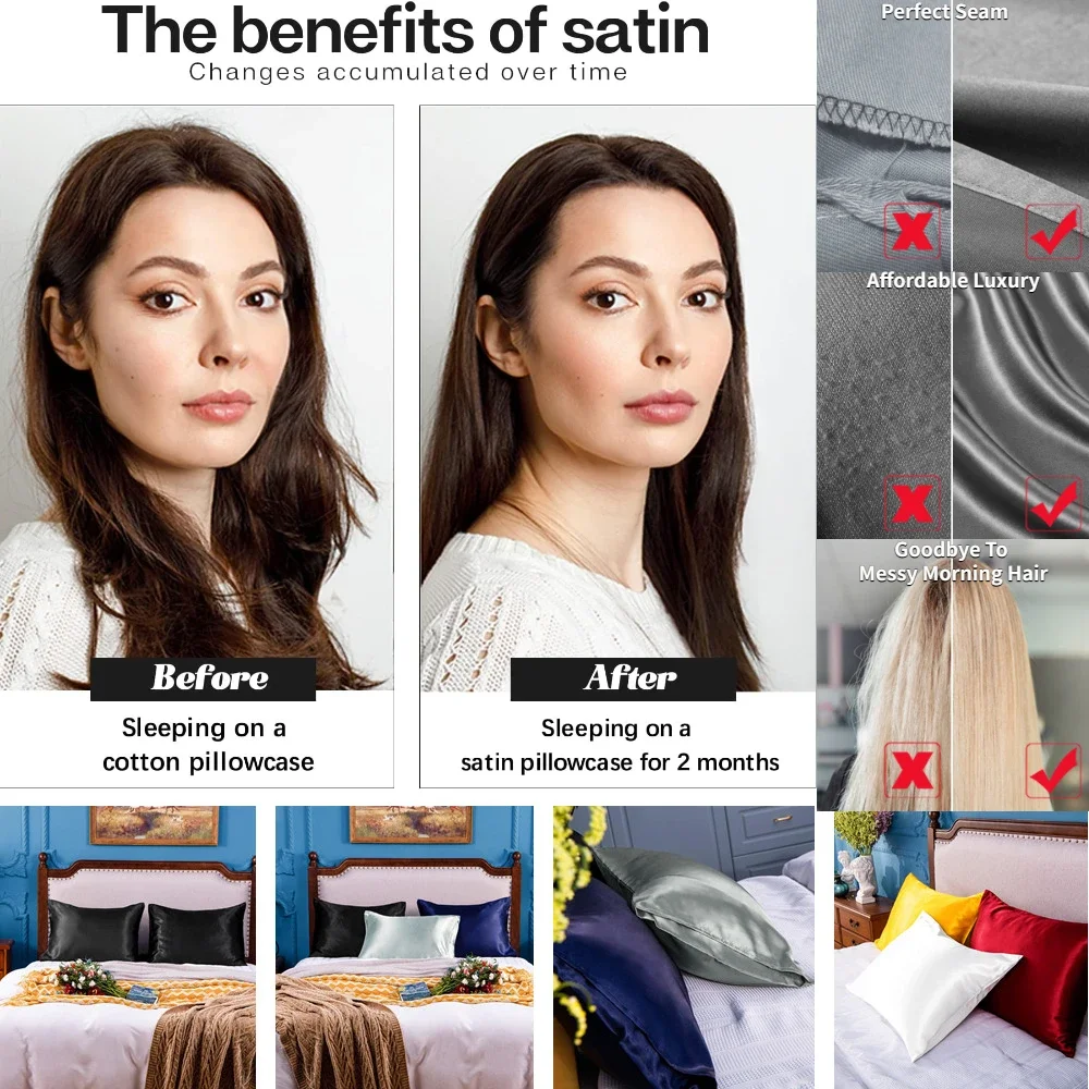 Paquete de 2 fundas de almohad - Satin Silk Pillowcase Hair Skin reseña y precio