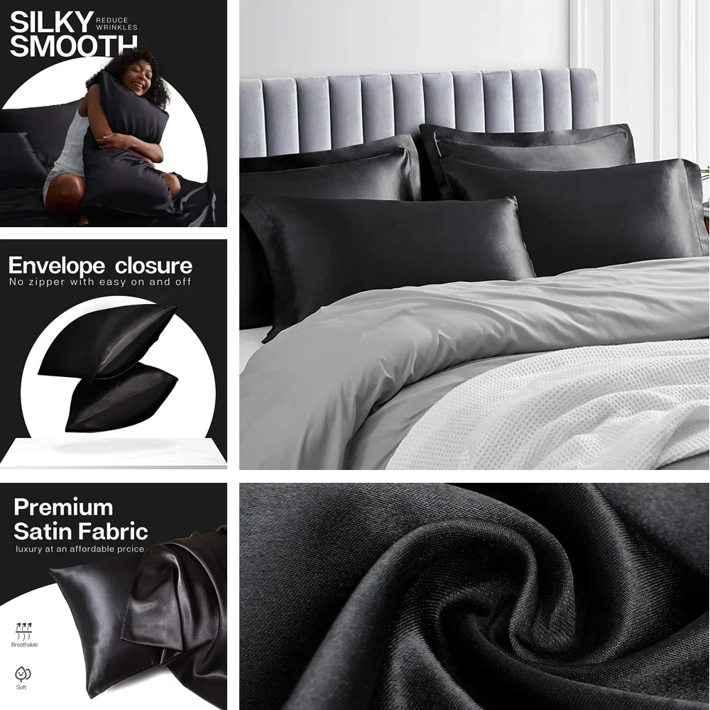 Paquete de 2 fundas de almohad - Satin Silk Pillowcase Hair Skin reseña y precio