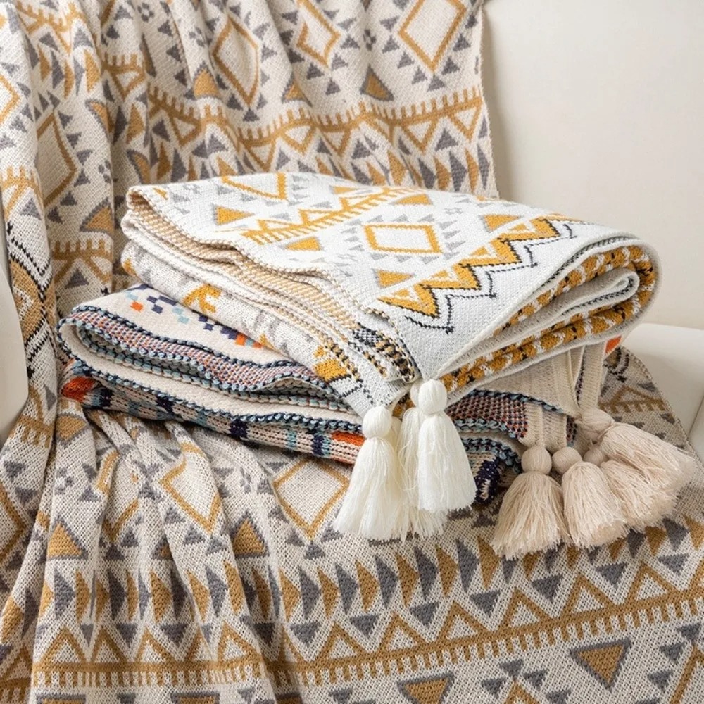 Mantas Vintage de Punto Grueso - Boho Throw Blanket Fringe reseña y precio