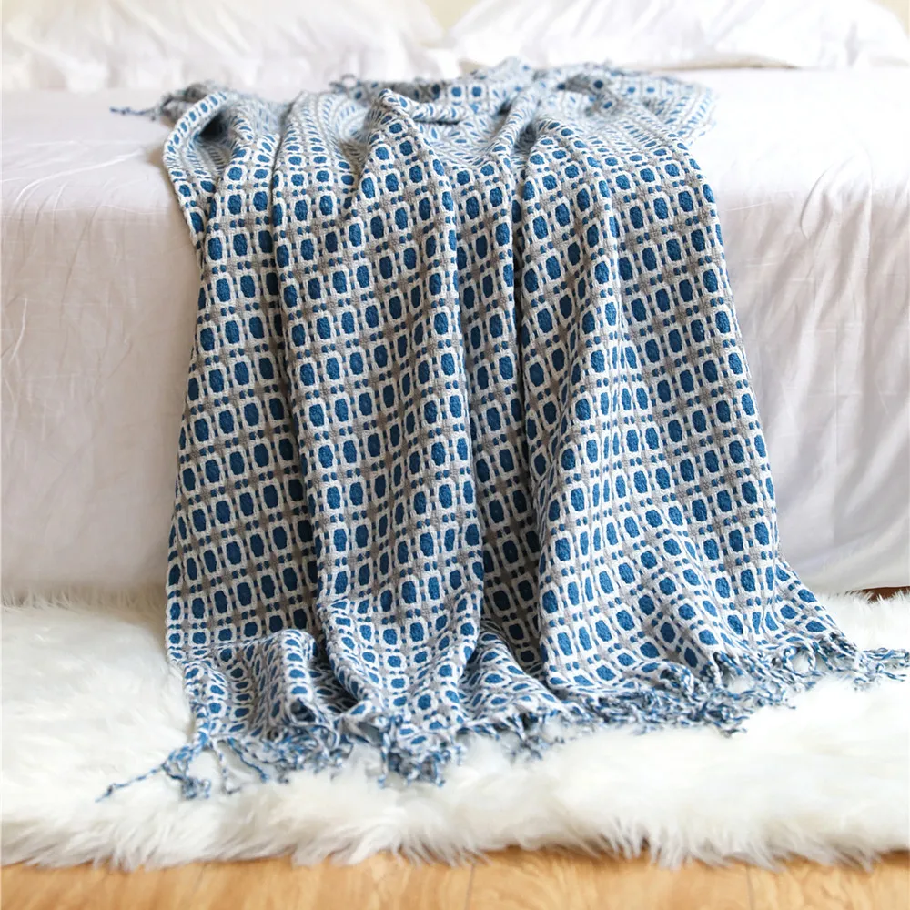 Manta Tejida Jacquard con Patr - Boho Throw Blanket Fringe reseña y precio