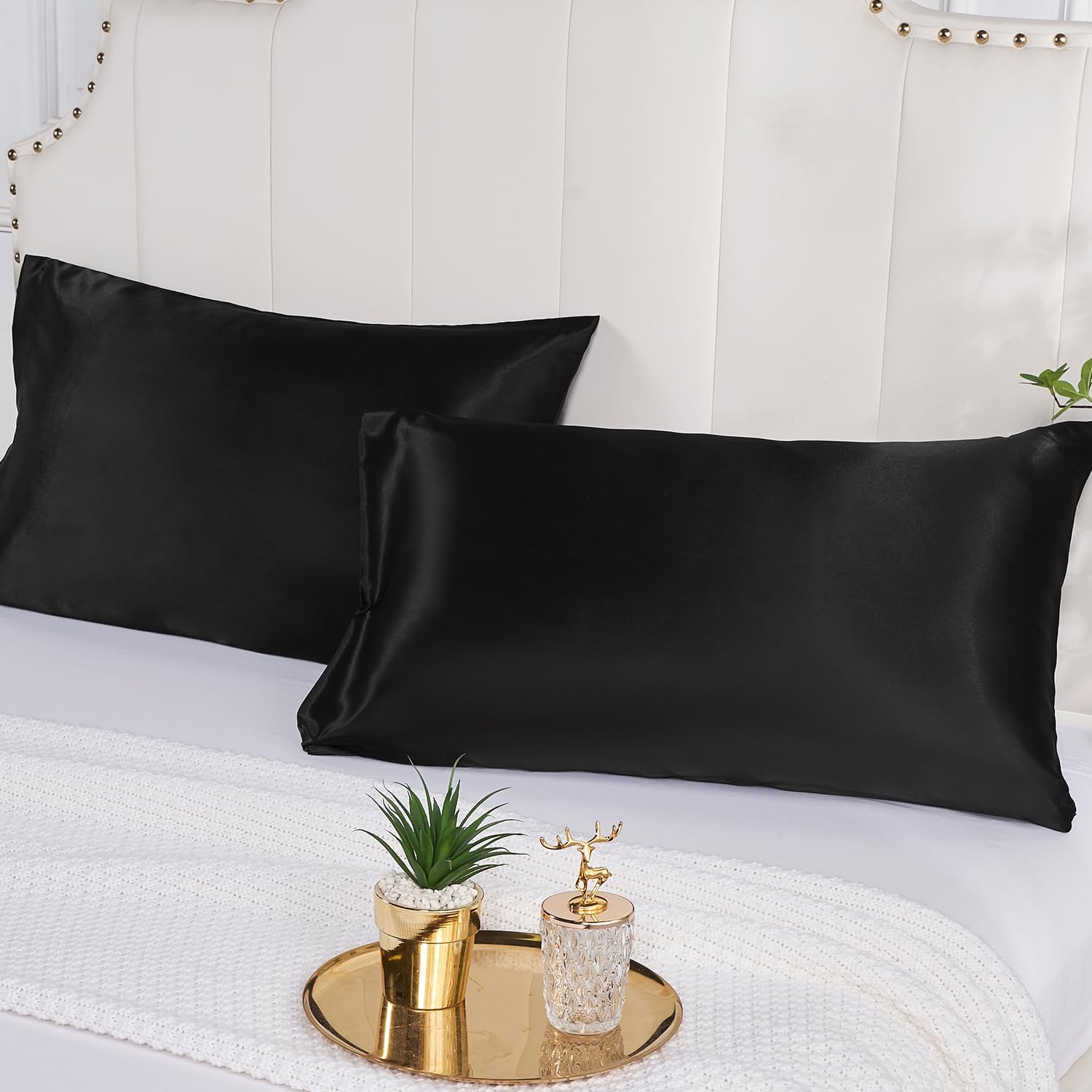 Paquete de 2 fundas de almohad - Satin Silk Pillowcase Hair Skin reseña y precio