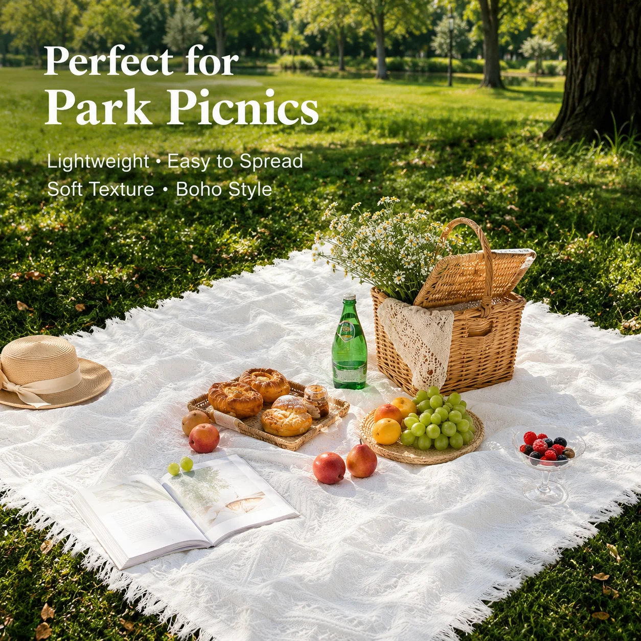 Manta de picnic boho, alfombra - Boho Throw Blanket Fringe reseña y precio