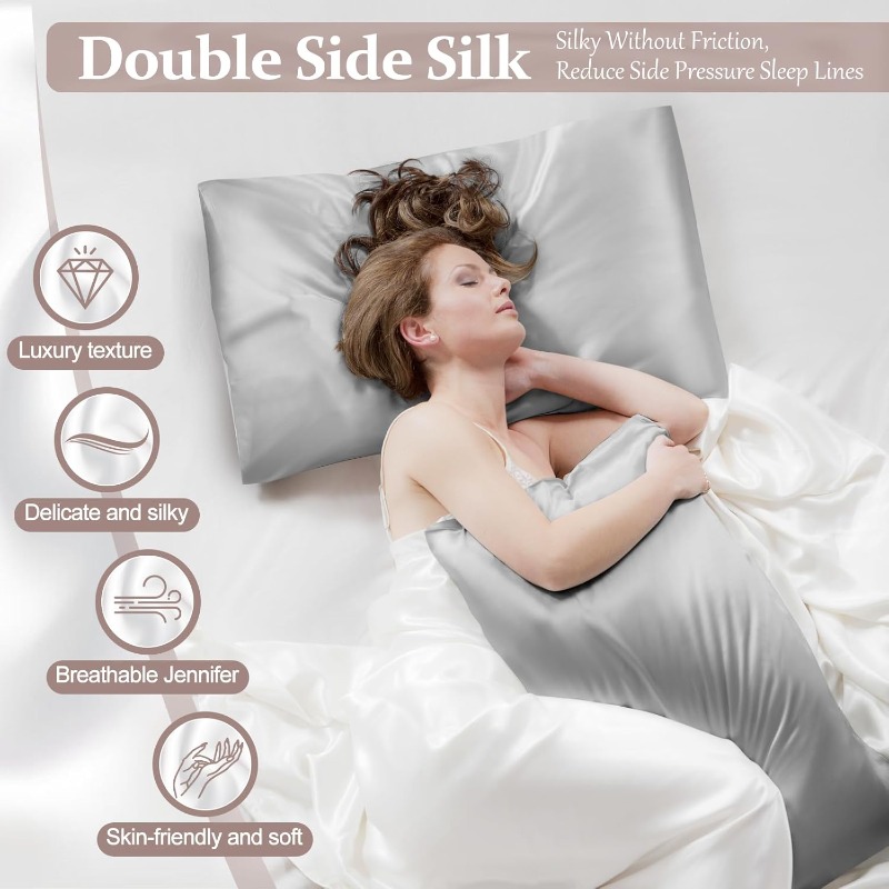 Juego de 2 Fundas de Almohada  - Satin Silk Pillowcase Hair Skin reseña y precio